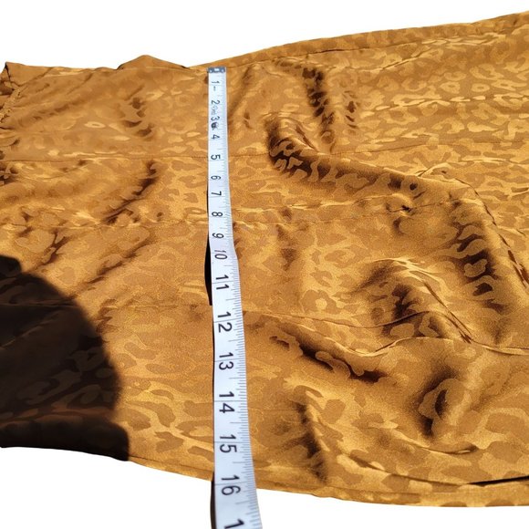 Forever21 Womans Bronze Leopard Print Spaghetti Strap Satin Dress Mini Medium - Picture 10 of 11